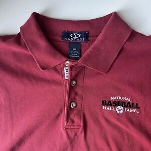 Cooperstown National Baseball Hall Of Fame Burgundy Men's LG Golf Polo Shirt